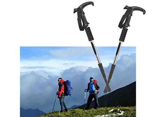 CMLLING Bastones de senderismo telescópicos ultraligeros para senderismo, camping, montañismo, senderismo, trekking (2 unidades), color plateado