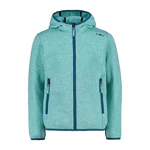 CMP Knit Tech mélange Fleece Jacket with Hood Chaqueta de Forro Polar, Agua-Blanco, 116 para Niñas