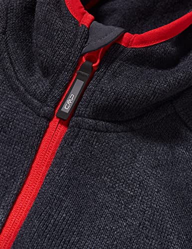 CMP Knit Tech mélange Fleece Jacket with Hood Chaqueta de Forro Polar, Titanio y Negro, 176 para Niñas