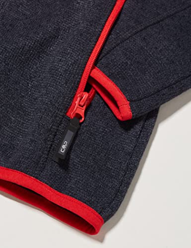 CMP Knit Tech mélange Fleece Jacket with Hood Chaqueta de Forro Polar, Titanio y Negro, 176 para Niñas