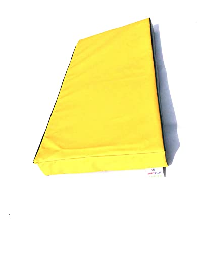 Colchoneta de aterrizaje para gimnasia de 100 x 50 x 10 cm, de PVC de 610 g/m2, con relleno de espuma de alta densidad, en color verde y amarillo