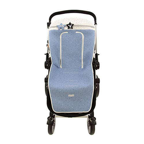 Colchoneta o funda de Paseo para silla Universal Rosy Fuentes reversible en color azul empolvado