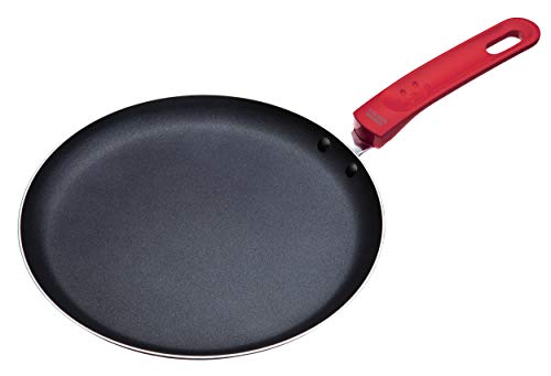 Colourworks KitchenCraft Non-Stick Pancake Pan, Aluminium, Red, 24 cm