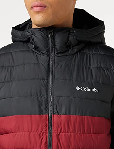 Columbia Powder Lite Hooded , Chaqueta Hombre, Rojo (Red Jasper, Shark), XL