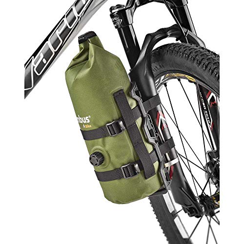 COLUMBUS - Alforja Bicicleta, Bikepack Bici | Bolsa para Horquilla Bicicleta | Capacidad Ajustable hasta 3,5 l |12,5 x 12,5 x 27 cm. | Color Verde