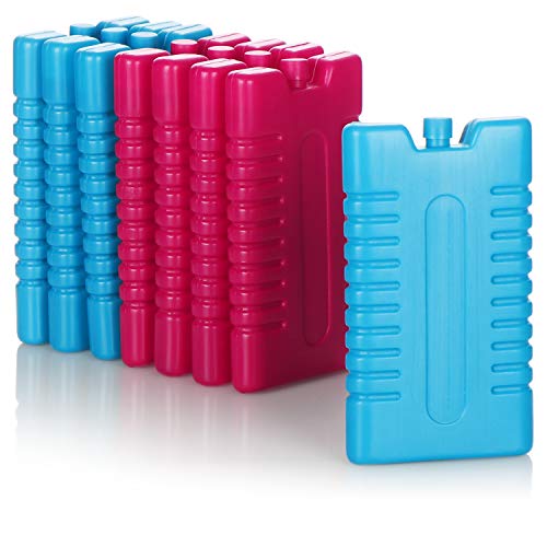 com-four® 8X Paquete frío para Bolsa de refrigeración - Elementos refrigeradores para Caja fría - Paquetes Frescos para el hogar y el Ocio - 220 ml (Azul/Rosa)