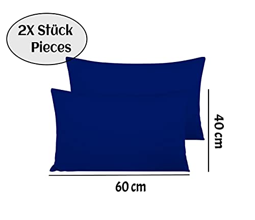 Comfy Wings Juego de 2 fundas de almohada de algodón de 40 x 60 cm, 100% algodón de punto de jersey, almohada supersuave, funda de cojín, color azul marino