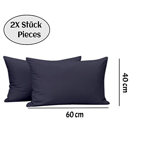 Comfy Wings Juego de 2 fundas de almohada de microfibra de 40 x 60 cm, 100% microfibra de poliéster, almohada para dormir de lado, ropa de cama, certificado Oeko-Tex®, funda de cojín – Azul marino