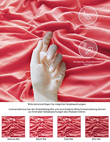 Comfy Wings Sábana bajera ajustable para cama con somier, 200 x 220 cm, suave sábana bajera para colchón de 100 % algodón, sábana bajera de 40 cm de altura, ropa de cama y ropa de cama, color rojo