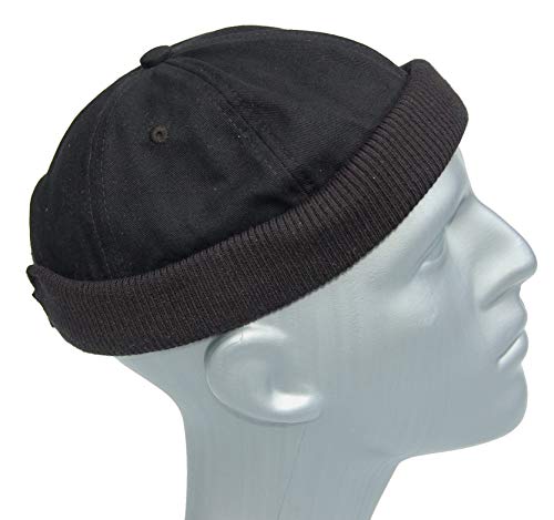 Cool4 Docker Cap Gorra para hombre, color negro, con borde enrollado, gorra de motero, gorra marinera A18