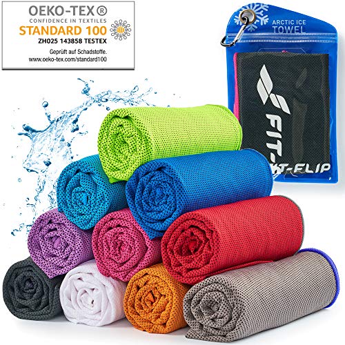 Cooling Towel Deporte y Gimnasio – Toallas de Microfibra/Toalla fría como Toalla refrigeración para Correr, Viajar y Yoga – Airflip Cooling Towel – Color: Negra - Rosa, tamaño: 100x30cm