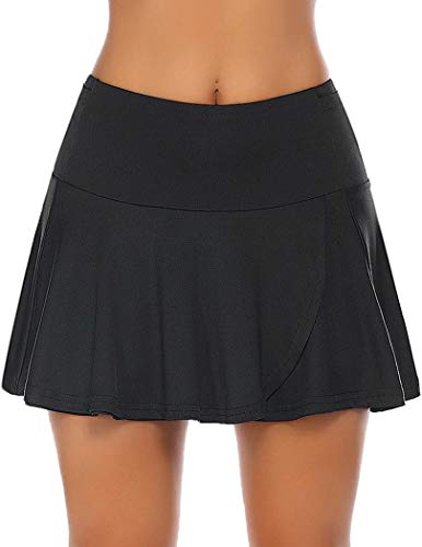 COOrun Falda de tenis para mujer, con pantalones interiores, tallas S-XXL Negro L
