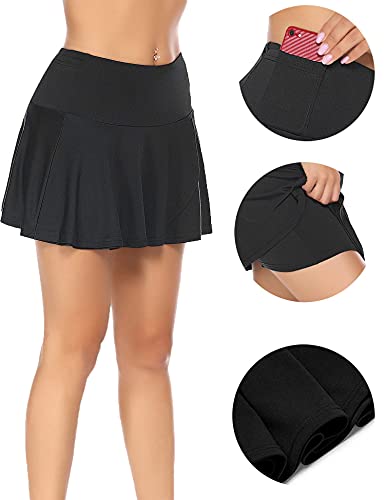 COOrun Falda de tenis para mujer, con pantalones interiores, tallas S-XXL Negro L