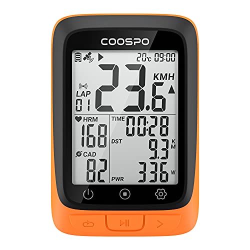 COOSPO BC107 GPS Ciclismo Ordenador Inalámbrico Ciclocomputador Computadora Bicicleta Impermeable, Bluetooth/Ant+, Pantalla LCD de 2,3 Pulgadas