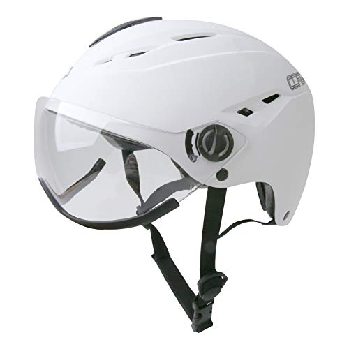 Corsa Casco de Bicicleta con Gafas y ventilaciones Ajustables Cascos de montaña y Carretera para Hombre y Mujer (Blanco)