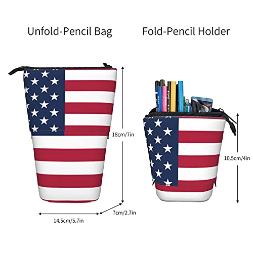 COSNUG Estuche para lápices con diseño de bandera americana de Estados Unidos, soporte telescópico, papelería de pie, estuche portátil
