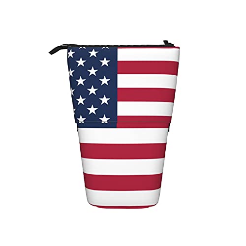 COSNUG Estuche para lápices con diseño de bandera americana de Estados Unidos, soporte telescópico, papelería de pie, estuche portátil