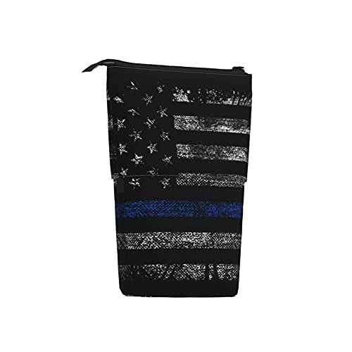 COSNUG Estuche para lápices con diseño de bandera americana retro de Estados Unidos, soporte telescópico para papelería de pie, bolsa de cosméticos portátil