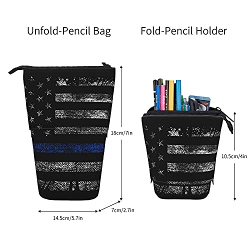 COSNUG Estuche para lápices con diseño de bandera americana retro de Estados Unidos, soporte telescópico para papelería de pie, bolsa de cosméticos portátil