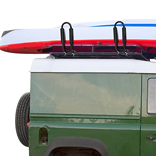 COSTWAY Set de 4 Soporte para Kayak en Coche Barras Rack de Kayak Transporte con 4 Correa de Seguridad