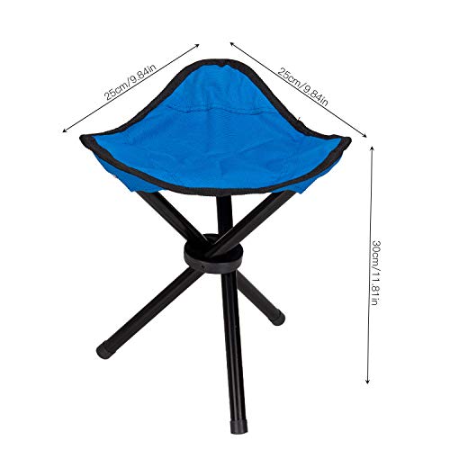 COVVY Taburete de trípode portátil plegable de lona de 3 patas para senderismo, camping, pesca, picnic, playa, barbacoa, viajes, asiento de jardín (azul)