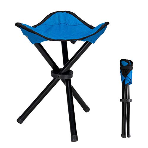COVVY Taburete de trípode portátil plegable de lona de 3 patas para senderismo, camping, pesca, picnic, playa, barbacoa, viajes, asiento de jardín (azul)