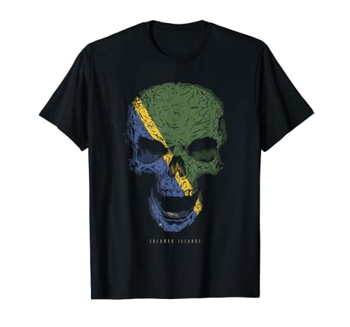 Cráneo con Islas Salomón Bandera Esqueleto Raíces Salomón Camiseta