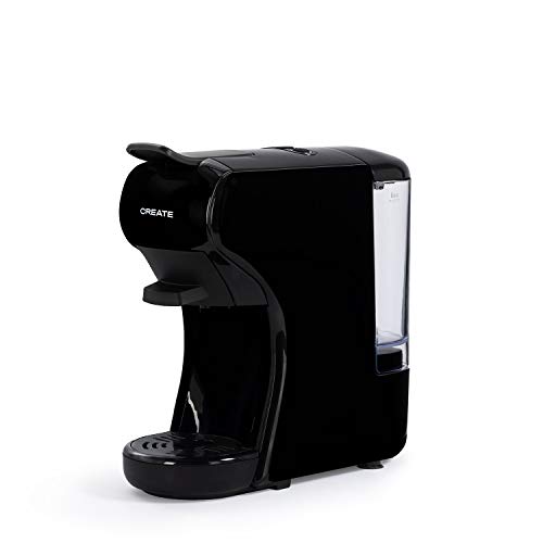 CREATE Máquina de Café Espresso Italiano - Cafetera Multi Cápsulas Compatible Nespresso 3 en 1, 19 Bares con 2 Programas de Café, deposito extraíble, 0,6 L, 1450 W (Negro)