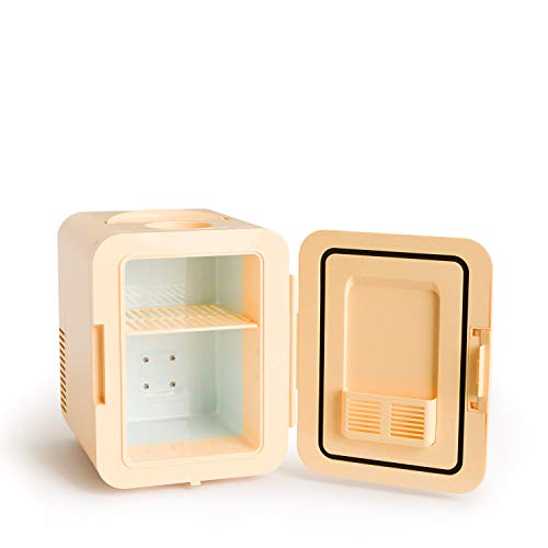 CREATE/FRIDGE MINI BOX/Mini frigorífico retro frío y calor amarilo pastel/Para cosméticos, termo portátil