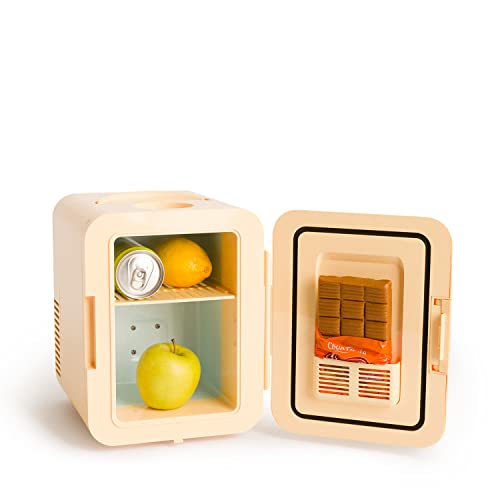 CREATE/FRIDGE MINI BOX/Mini frigorífico retro frío y calor amarilo pastel/Para cosméticos, termo portátil