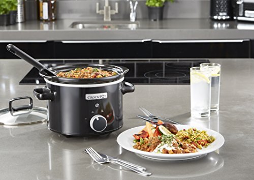 Crock-Pot CSC046X Olla de cocción Lenta Manual para Preparar Todo Tipo de Recetas, óptimo si cocinas para ti Solo o para Dos, 130 W, 2.4 litros, Acero Inoxidable, Negro