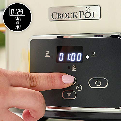 Crock-Pot CSC060X Olla de cocción Lenta Digital para Preparar Todo Tipo de Recetas, 3.5 litros, Metal, Mushroom/Cromado