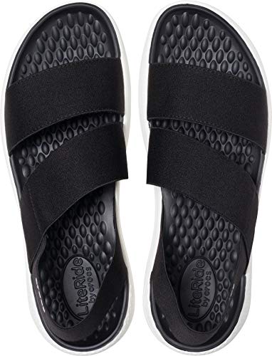 Crocs LiteRide Stretch Sandal W Mujer Sandali, Negro (Black/White), 38/39 EU