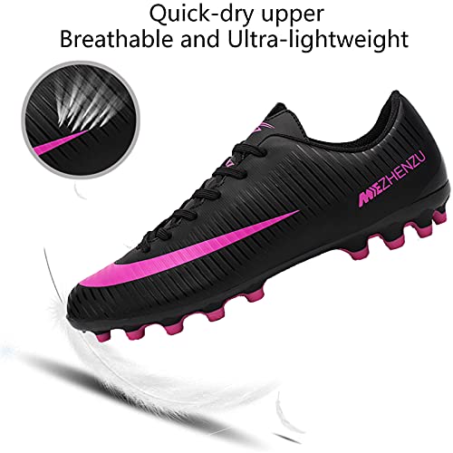 Csgkag Zapatos de Fútbol Hombre Training Botas de Fútbol Spike Aire Libre Profesionales Atletismo ​Zapatillas de Tacos Futbol,Negro,EU40