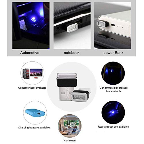 CTRICALVER 5 mini luces USB para automóvil, luces interiores universales USB inalámbricas, luces interiores LED portátiles, se pueden usar en automóviles, computadoras portátiles (azul hielo)