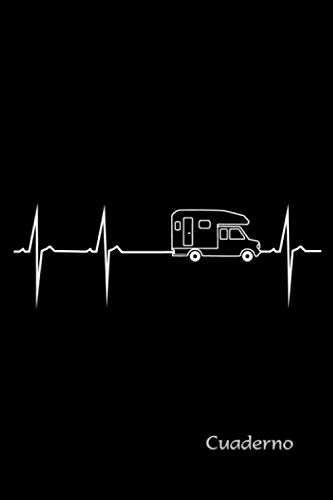 Cuaderno, diario, agenda, bloc de notas de bolsillo con diseño de ritmo cardíaco "Mi corazón late por las camionetas" - Accesorio de autocaravana ... los aficionados al camping en autocaravana
