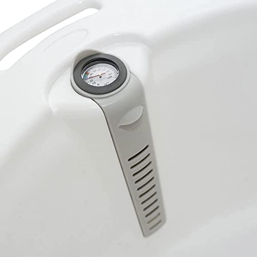 Cubeta Bañera de Olmitos - Con Apliques Antideslizantes - Incluye termómetro medidor de temperatura - Con válvula para vaciar el agua | Sin Patas (Gris)
