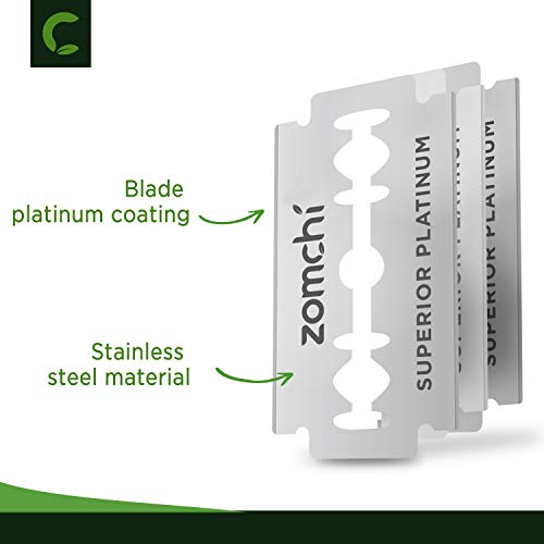 Cuchillas de afeitar de doble filo, 100 unidades de cuchillas de afeitar de seguridad para platino para hombres y mujeres, se adapta a todas las navajas de afeitar estándar de doble filo.