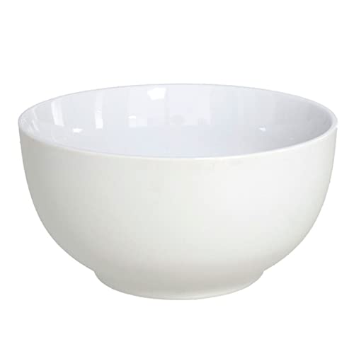 Cuenco de cerámica blanca, bol, tazón para desayuno, sopa, aperitivos, diseño clásico, resistente, apto para lavavajillas y microondas (13 x 6,5 cm)