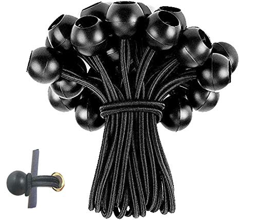 Cuerda elástica de bola fuerte, 15.2 cm, negro, 10 piezas, cuerdas elásticas pequeñas con bolas elásticas para sujetar el calcetín de viento, kit de colgar para postes de bandera telescópica, toldo