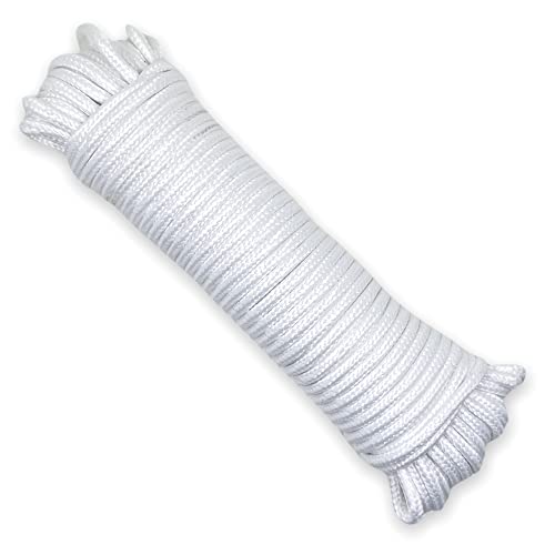 Cuerda para tender de 25 m x 5 mm, color blanco, suave, resistente al desgarro, alta fuerza de tracción y resistencia