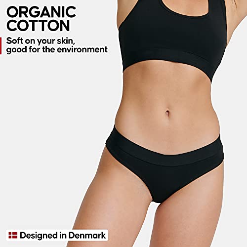 DANISH ENDURANCE Braguita Estilo Bikini Slip de Algodón Orgánico, Pack de 6, Negro, Gris, Azul (Negro, Large)