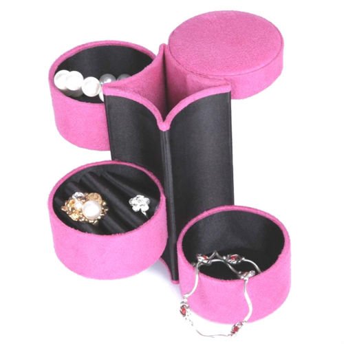 De la caja de joyería caja en cilíndrico - retráctil - de colour rojo, rosa, colour morado - caja de joyas - Joyero caja de joyería de maletín de - organizador de joyas para viajes rosa