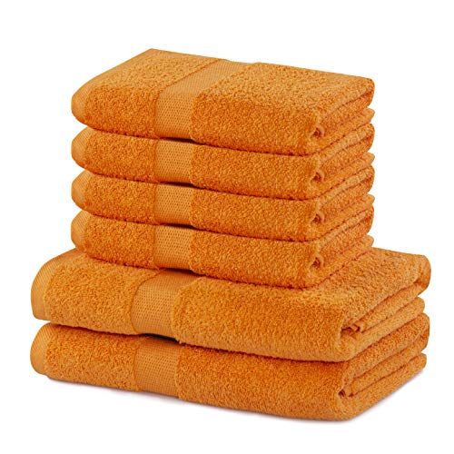 DecoKing Toalla de invitados 30 x 50 cm, algodón, calidad 525 g/m², absorbente, color naranja