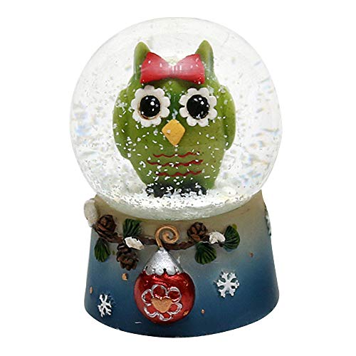 Dekohelden24 - Bola de nieve con divertido búho, original verde