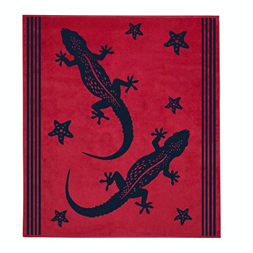 Delindo Lifestyle® Tropical Toalla de playa, XXL, 100% algodón, 180 x 200 cm, diseño de gecko, color rojo