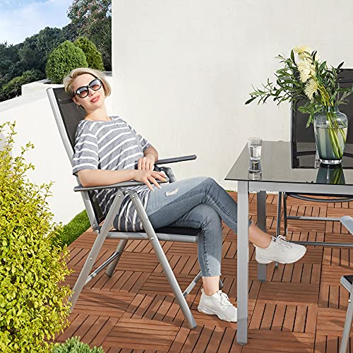 Deuba Conjunto de 1 Mesa y 8 Sillas de Aluminio Bern reclinables Muebles de jardín Patio terraza balcón