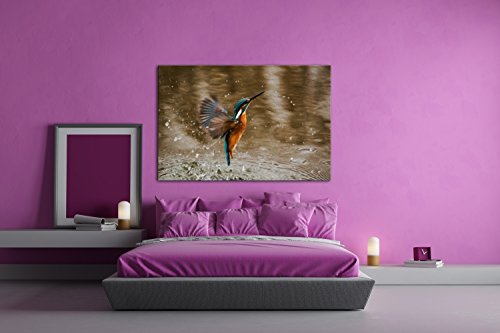 deyoli - Cuadro de Lienzo con Efecto de pájaros Polares voladores (Marco de Madera, impresión Digital Marco, no es un póster ni un Cartel), Lona, 100x70