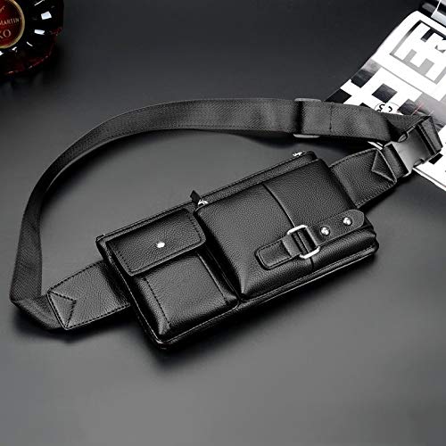 DFV mobile - Bag Fanny Pack Leather Waist Shoulder Bag for Ebook, Tablet and for Evolve GX730 Phantom - Black