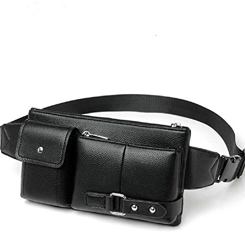 DFV mobile - Bag Fanny Pack Leather Waist Shoulder Bag for Ebook, Tablet and for Evolve GX730 Phantom - Black